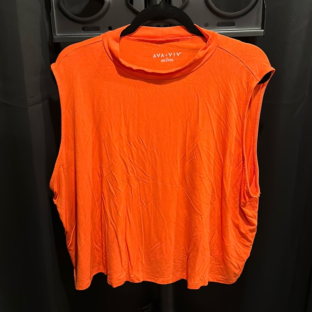 Ava & Viv Orange High Neck Muscle Crop Top